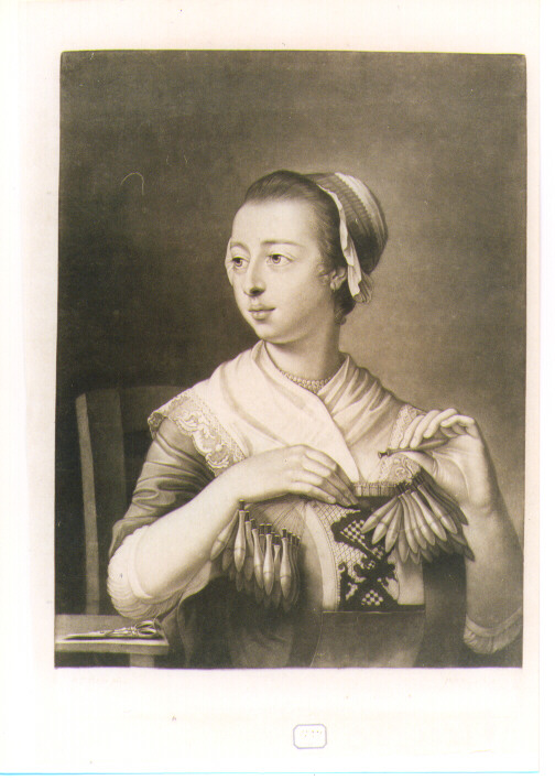 FIGURA FEMMINILE AL TOMBOLO (stampa) di Peters William, Dawe Philip (sec. XVIII)
