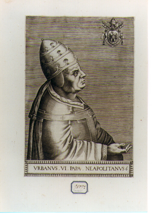 RITRATTO DI PAPA URBANO VI (stampa controfondata smarginata) di Panvinus Onulph (sec. XVI)