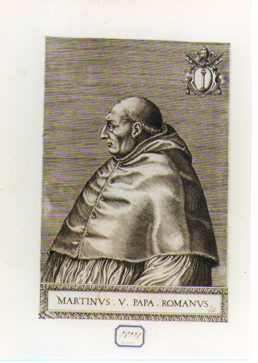 RITRATTO DI PAPA MARTINO V (stampa controfondata smarginata) di Panvinus Onulph (sec. XVI)