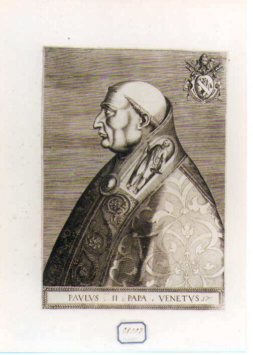 RITRATTO DI PAPA PAOLO II (stampa controfondata smarginata) di Panvinus Onulph (sec. XVI)