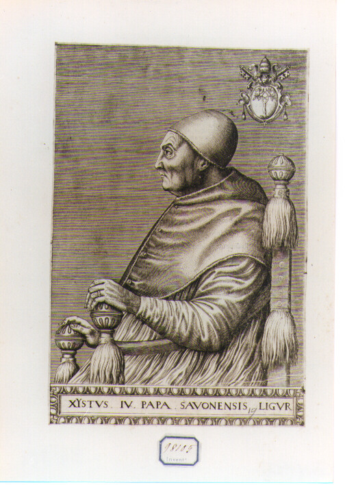 RITRATTO DI PAPA SISTO IV (stampa controfondata smarginata) di Panvinus Onulph (sec. XVI)