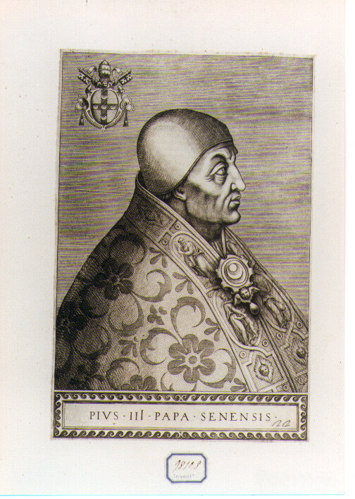 RITRATTO DI PAPA PIO III (stampa controfondata smarginata) di Panvinus Onulph (sec. XVI)