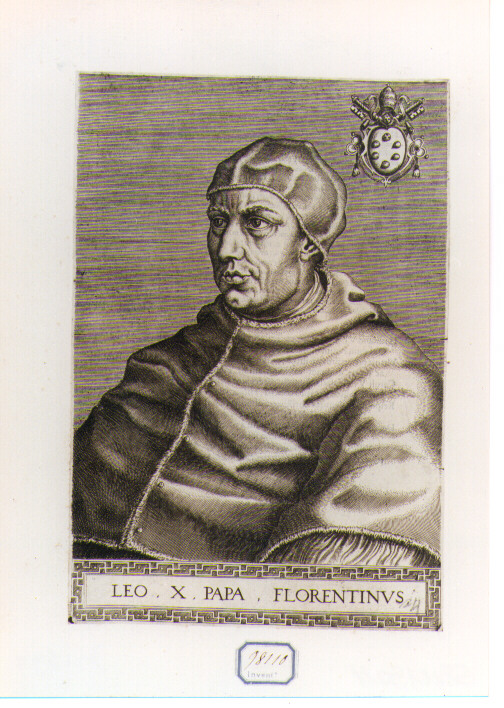 RITRATTO DI PAPA LEONE X (stampa controfondata smarginata) di Panvinus Onulph (sec. XVI)