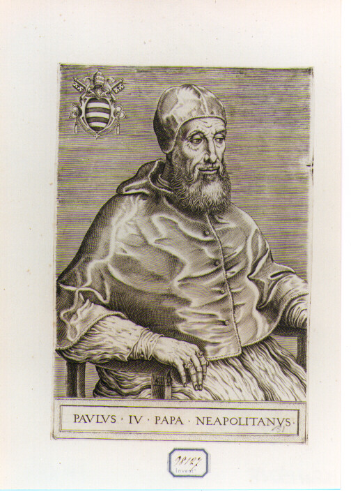 RITRATTO DI PAPA PAOLO IV (stampa controfondata smarginata) di Panvinus Onulph (sec. XVI)