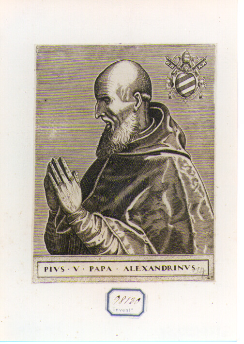 RITRATTO DI PAPA PIO V (stampa controfondata smarginata) - ambito romano (sec. XVI)