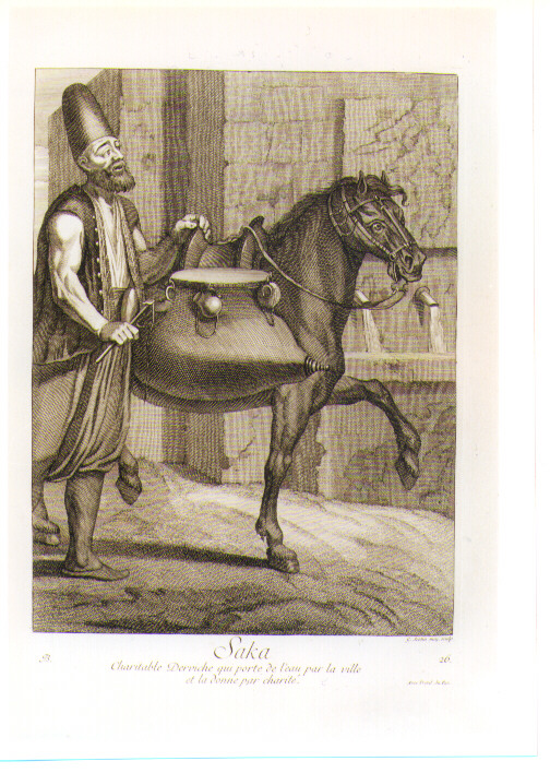 FIGURA MASCHILE DI ORIENTALE CON CAVALLO (stampa) di Scotin Gerard I (sec. XVIII)