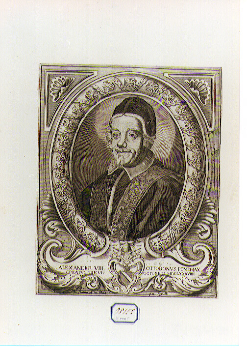 RITRATTO DI PAPA ALESSANDRO VIII (stampa controfondata smarginata) di Agnelli Federico (CERCHIA) (secc. XVII/ XVIII)