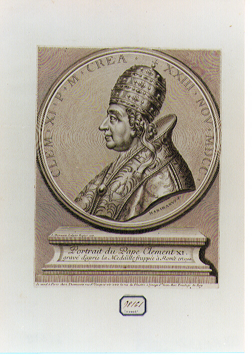 RITRATTO DI PAPA CLEMENTE XI (stampa controfondata smarginata) di Hamiranus, Thomassin Simon (sec. XVIII)