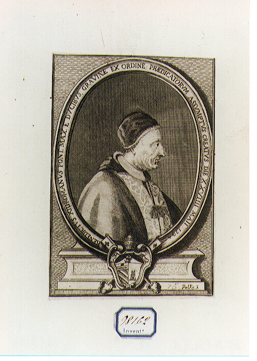 RITRATTO DI PAPA BENEDETTO XII (stampa controfondata smarginata) di Dal Re Marcantonio (sec. XVIII)