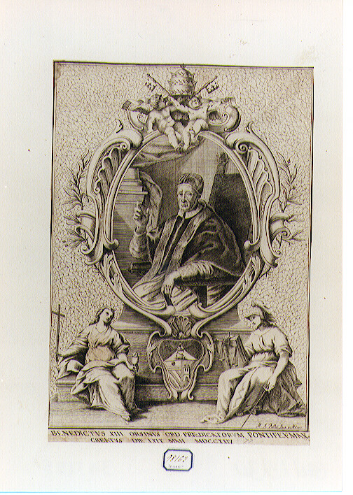 RITRATTO DI PAPA BENEDETTO XIII (stampa controfondata smarginata) di Dal Re Marcantonio (sec. XVIII)