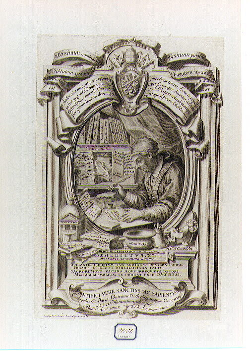 RITRATTO DI PAPA BENEDETTO XIII (stampa controfondata smarginata) di Sintes Giovanni Battista (sec. XVIII)