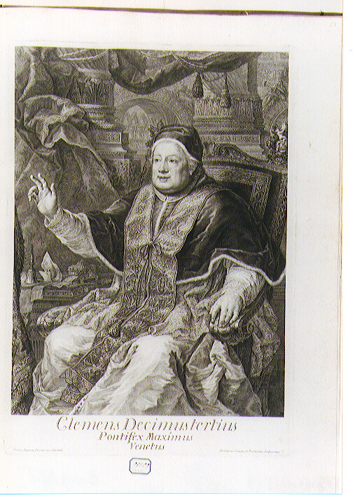 RITRATTO DI PAPA CLEMENTE XIII (stampa) di Piranesi Giovanni Battista, Cunego Domenico (sec. XVIII)