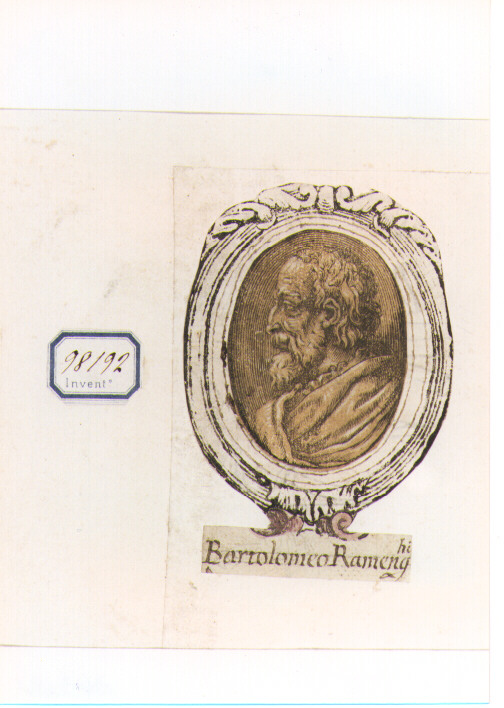 RITRATTO DI BARTOLOMEO RAMENGHI DETTO IL BAGNACAVALLO (stampa) - ambito bolognese (sec. XVII)