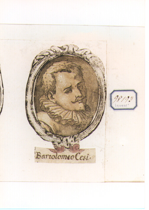RITRATTO DI BARTOLOMEO CESI (stampa a colori controfondata smarginata) - ambito bolognese (sec. XVII)
