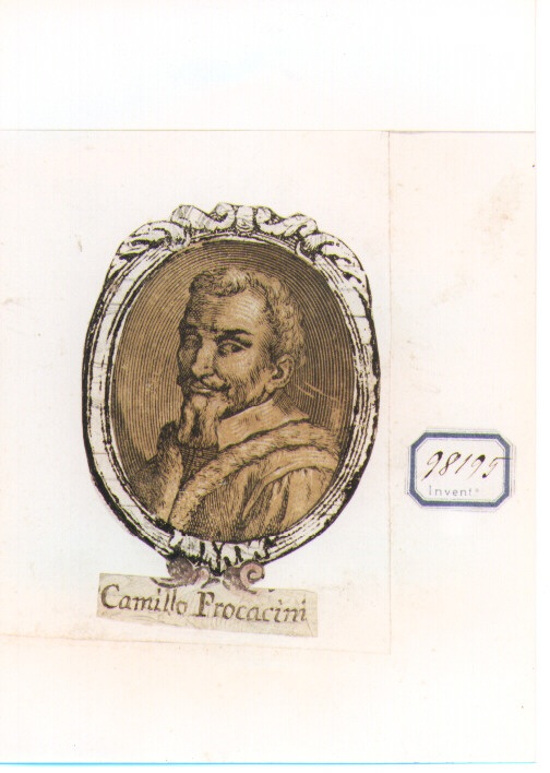 RITRATTO DI CAMILLO PROCACCINI (stampa a colori controfondata smarginata) - ambito bolognese (sec. XVII)