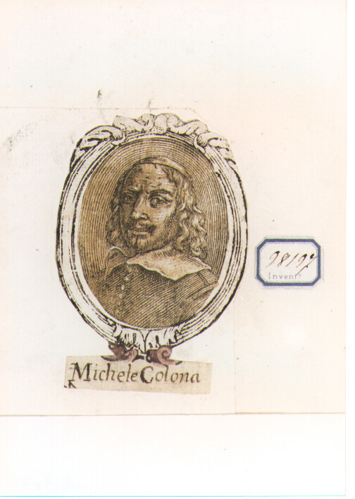 RITRATTO DI MICHELE COLONNA (stampa a colori controfondata smarginata) - ambito bolognese (sec. XVII)