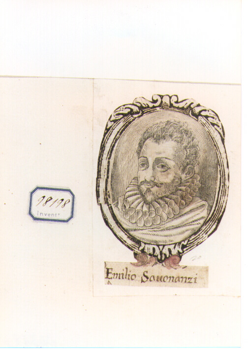 RITRATTO DI EMILIO SAVONANZI (stampa controfondata smarginata) - ambito bolognese (sec. XVII)