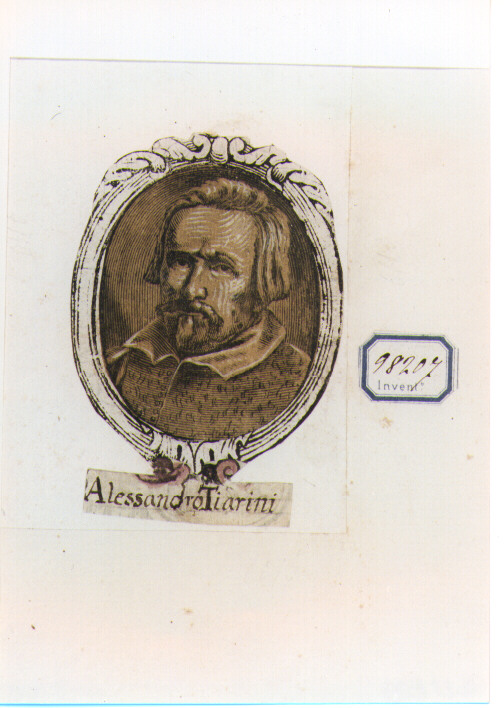 RITRATTO DI ALESSANDRO TIARINI (stampa a colori controfondata smarginata) - ambito bolognese (sec. XVII)