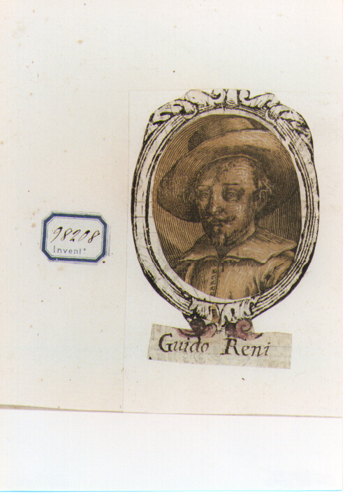 RITRATTO DI GUIDO RENI (stampa a colori controfondata smarginata) - ambito bolognese (sec. XVII)