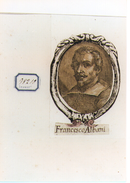RITRATTO DI FRANCESCO ALBANI (stampa a colori controfondata smarginata) - ambito bolognese (sec. XVII)