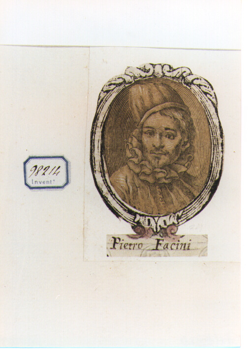 RITRATTO DI PIETRO FACCINI (stampa a colori controfondata smarginata) - ambito bolognese (sec. XVII)