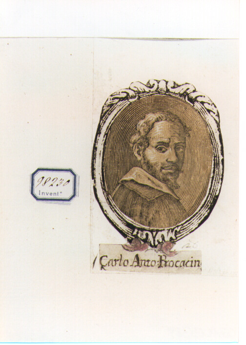 RITRATTO DI CARLO ANTONIO PROCACCINI (stampa a colori controfondata smarginata) - ambito bolognese (sec. XVII)