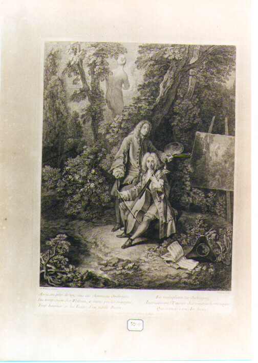 AUTORITRATTO DI ANTOINE WATTEAU (stampa) di Watteau Antoine, Tardieu Jacques Nicolas (primo quarto sec. XVIII)
