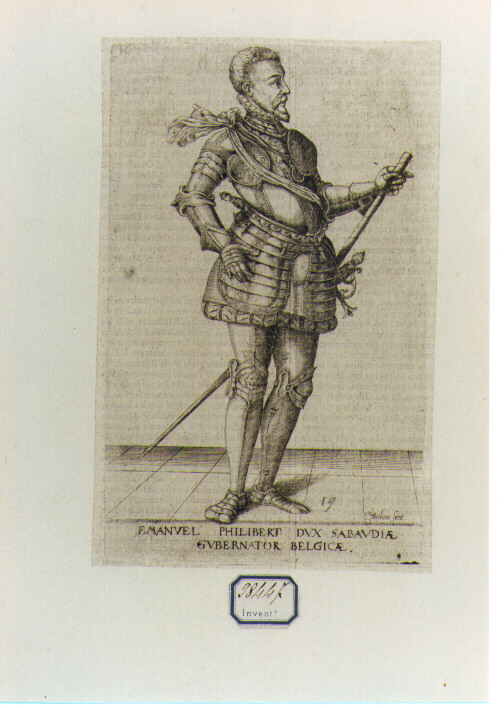 RITRATTO DI EMANUELE FILIBERTO DUCA DI SAVOIA (stampa controfondata) di Van Sichem Christoffel I (secc. XVI/ XVII)
