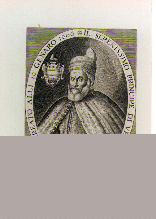 RITRATTO DEL DOGE LEONARDO DONADO (stampa controfondata smarginata) di Van Halbeeck Jan (prima metà sec. XVII)