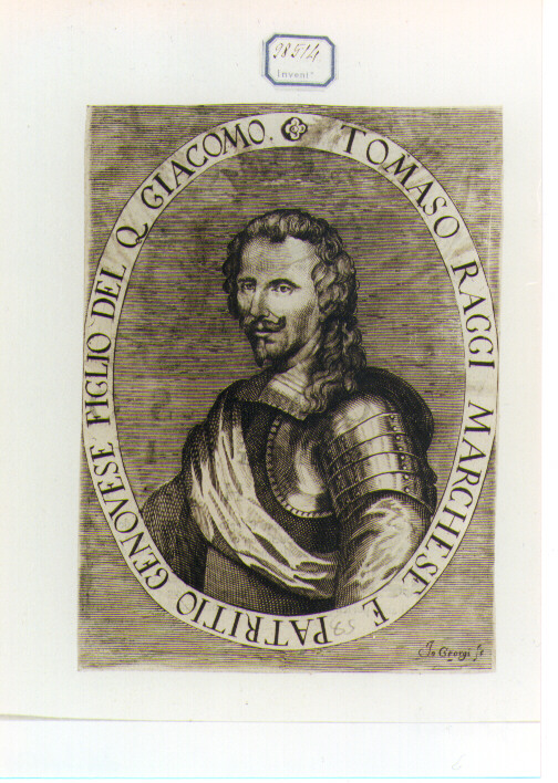 RITRATTO DI TOMMASO RAGGI (stampa controfondata smarginata) di Georgi Giovanni (prima metà sec. XVII)