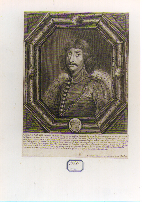 RITRATTO DI NICOLAS ESDRIN CONTE DI SERIN (stampa controfondata smarginata) di Moncornet Balthasar (CERCHIA) (sec. XVII)