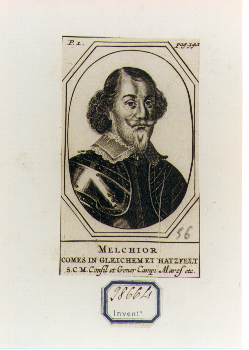 RITRATTO DI MELCHIOR CONTE DI GLEICHEMET (stampa controfondata smarginata) - ambito fiammingo (seconda metà sec. XVII)