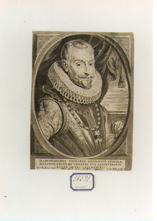 RITRATTO DI AMBROGIO SPINOLA (stampa controfondata smarginata) di Rubens Pieter Paul, De Jode Pieter (sec. XVII)