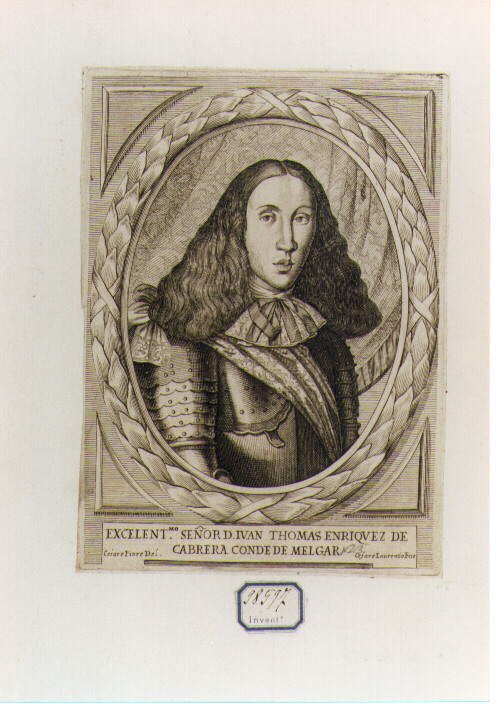 RITRATTO DI IVAN THOMAS ENRIQUEZ DE CABRERA (stampa controfondata smarginata) di Laurentio Cesare, Fiori Cesare (sec. XVII)
