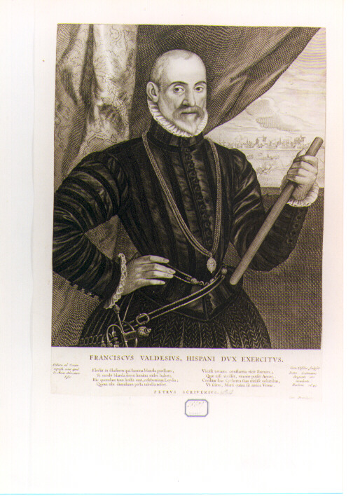 RITRATTO DI FRANCESCO VALDESIO (stampa controfondata smarginata) di Visscher Cornelis II (sec. XVII)