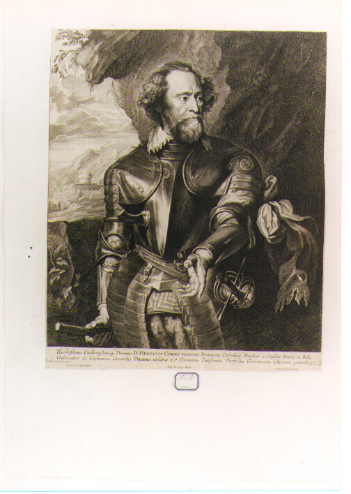 RITRATTO DI HENRICUS CONTE DI VAN DEN BERGHE (stampa controfondata smarginata) di Van Dyck Anton, Pontius Paul (sec. XVII)