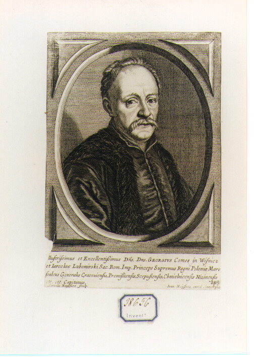 RITRATTO DI GEORGIUS CONTE DI WISNICZ (stampa controfondata smarginata) di Meyssens Cornelis (seconda metà sec. XVII)