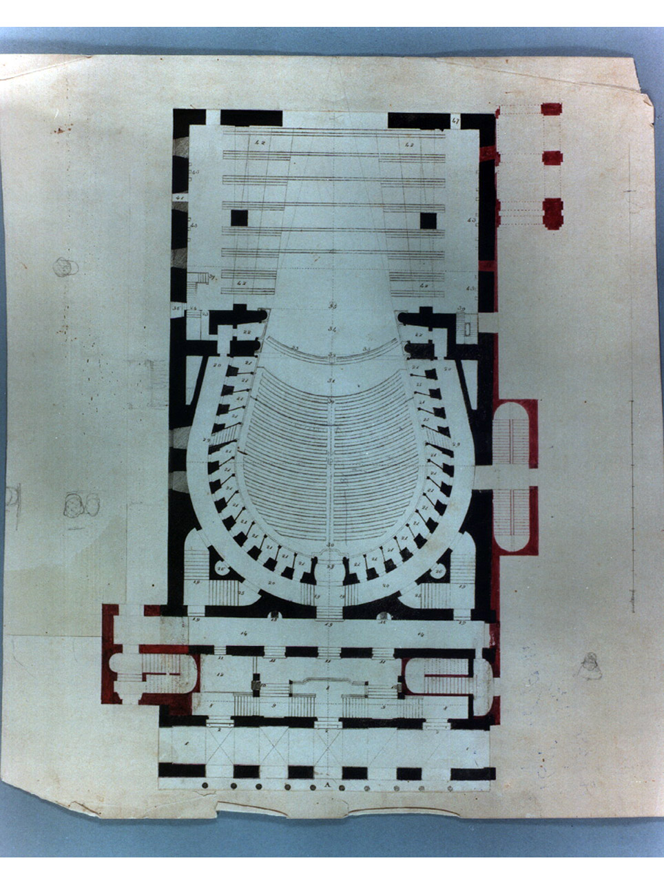 pianta del teatro San Carlo (disegno) di Niccolini Antonio (sec. XIX)