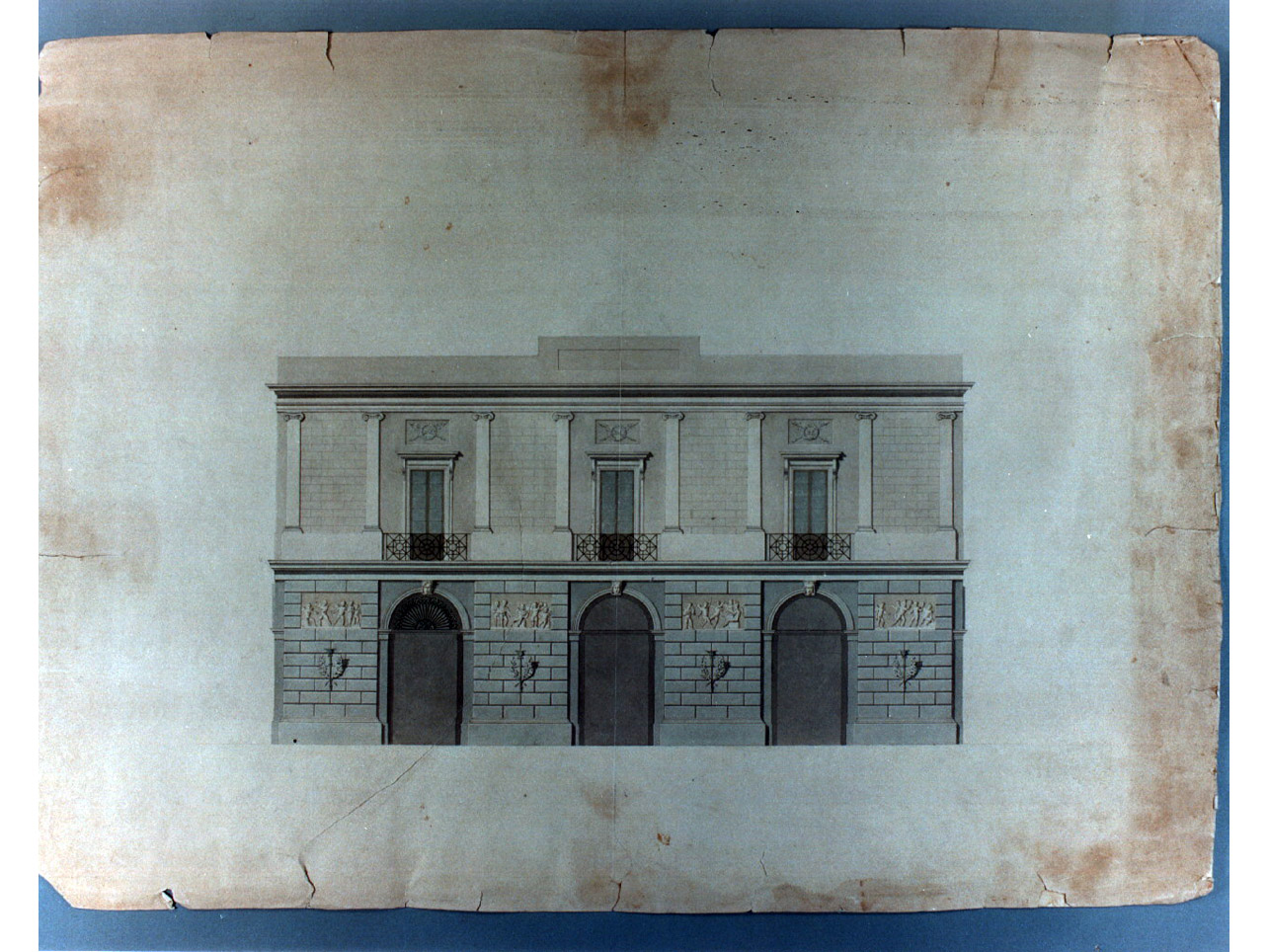 facciata di teatro (disegno) di Niccolini Antonio (sec. XIX)