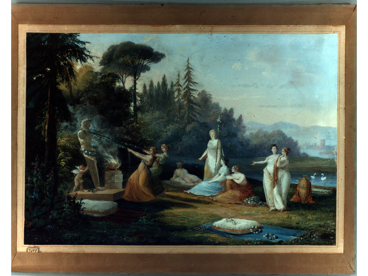 scena campestre con figure (disegno) di Niccolini Antonio (prima metà sec. XIX)