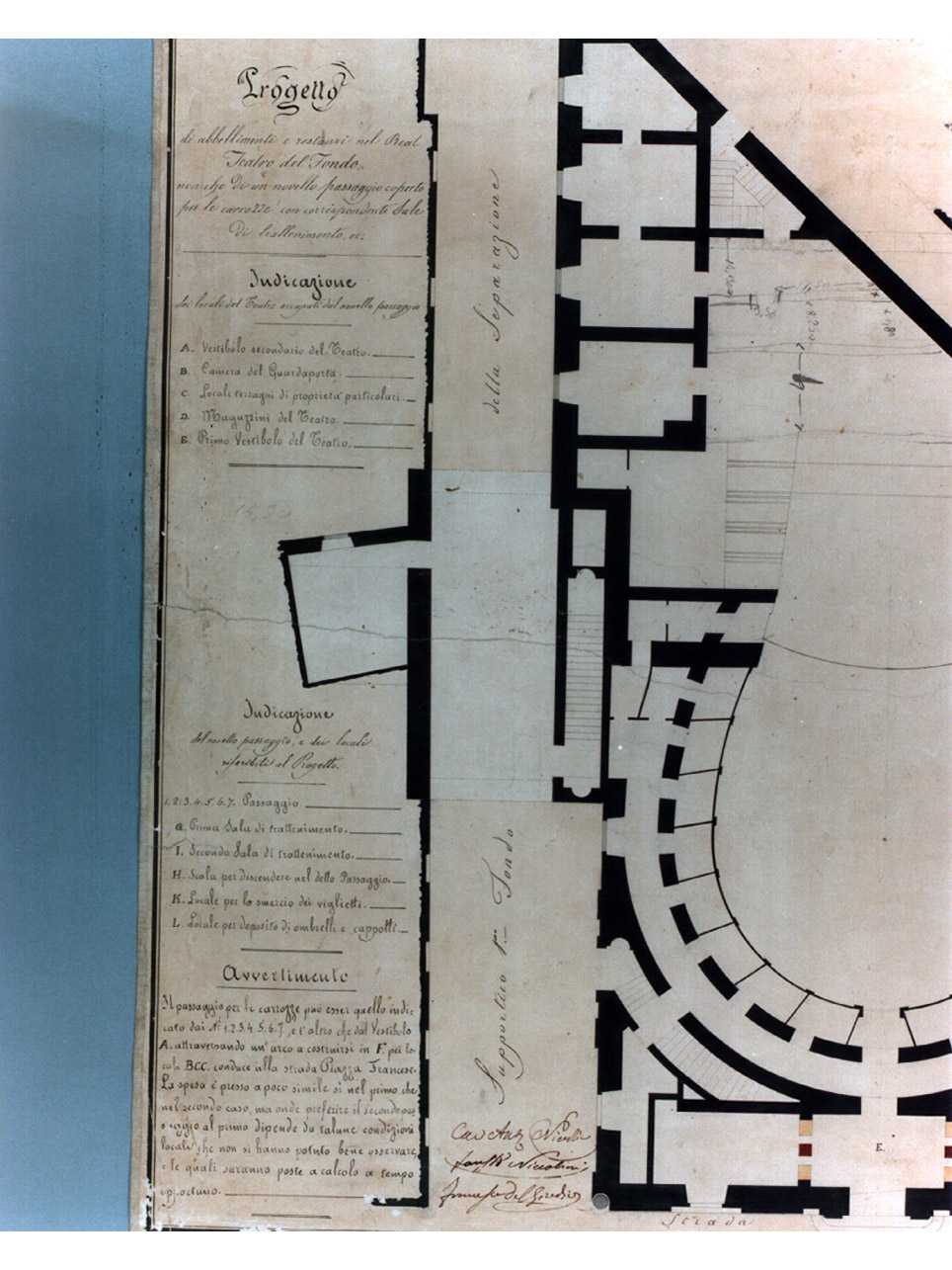 real teatro del fondo (disegno) di Niccolini Antonio (sec. XIX)