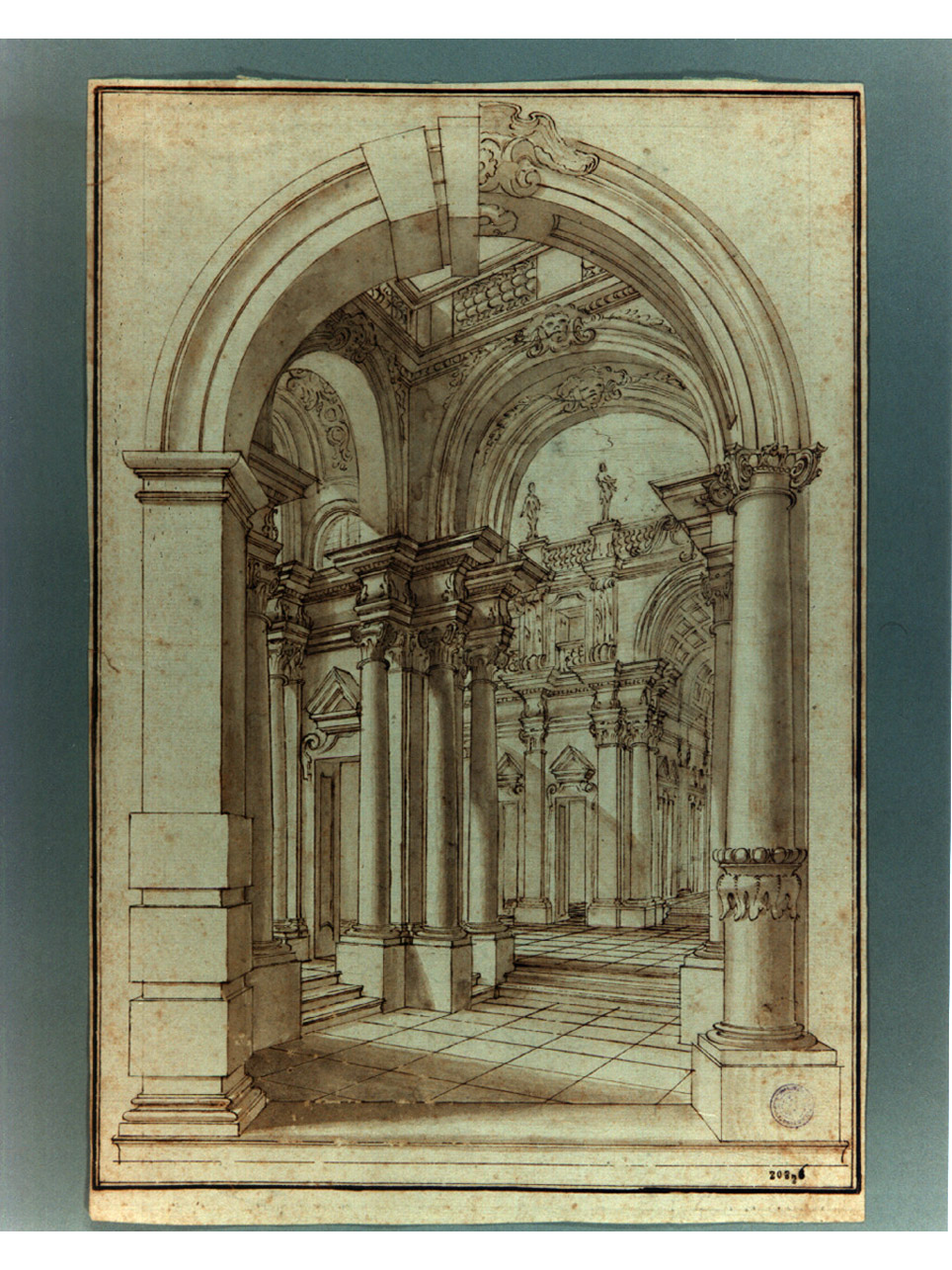 portale ad arco (disegno) di Galli Francesco detto Francesco Bibiena (sec. XVIII)
