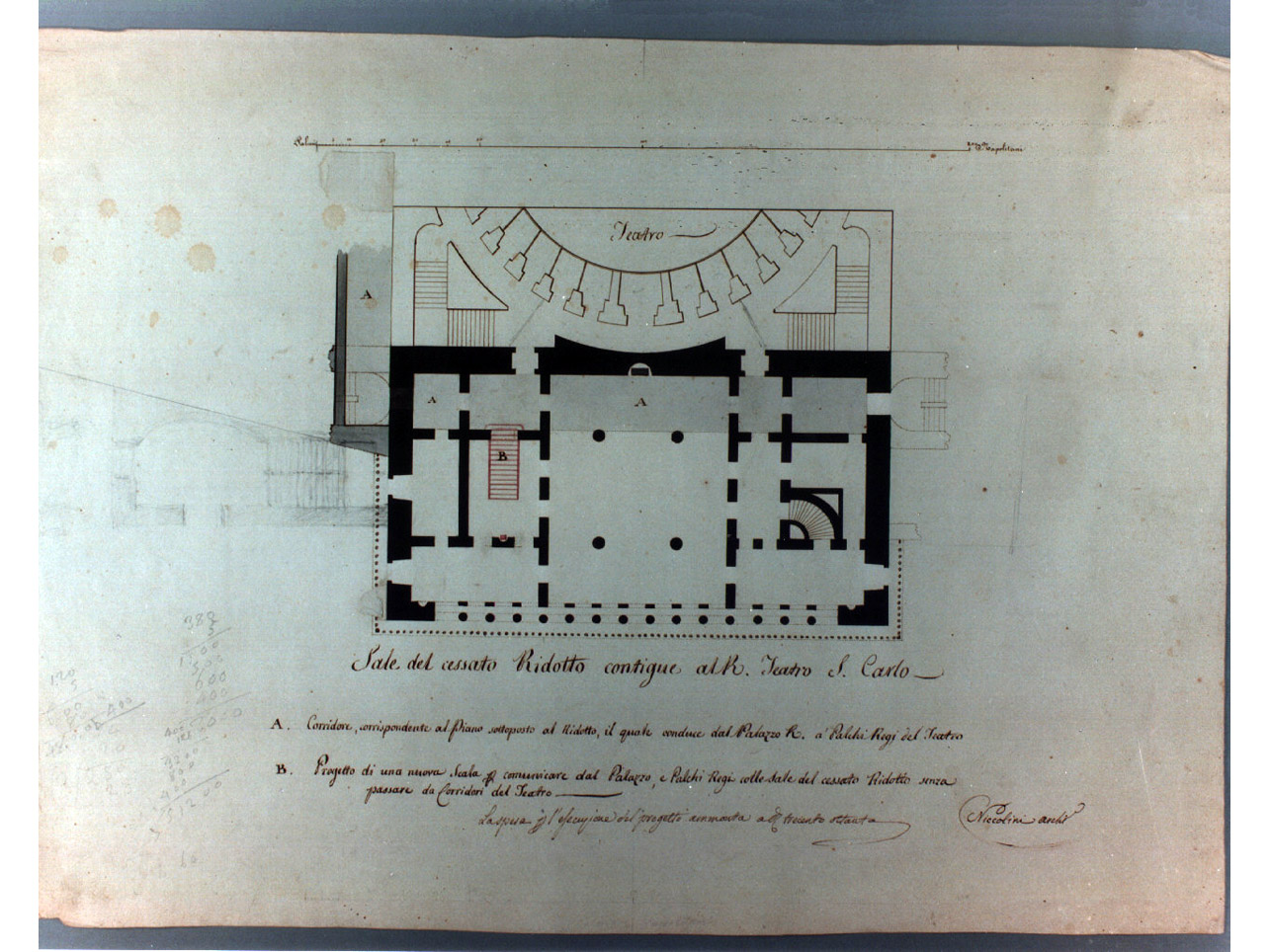 teatro San Carlo (disegno) di Niccolini Antonio (sec. XIX)