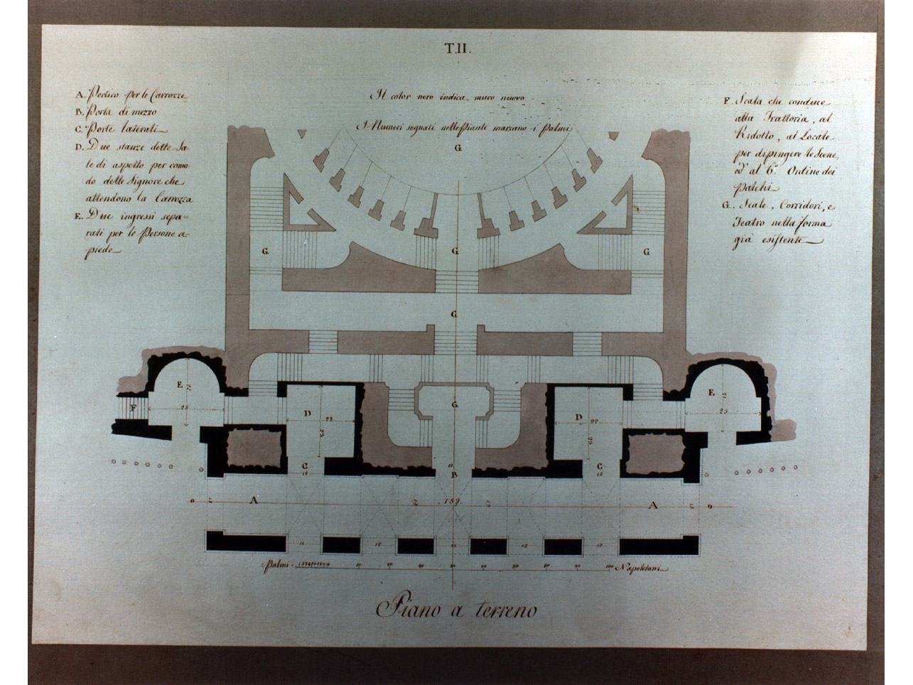 pianta di una parte del teatro San Carlo (disegno, elemento d'insieme) di Niccolini Antonio (sec. XIX)