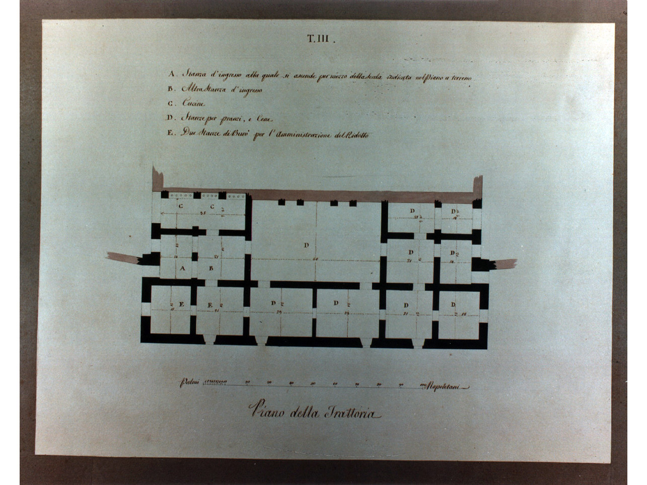 locale annesso al teatro San Carlo (disegno, elemento d'insieme) di Niccolini Antonio (sec. XIX)