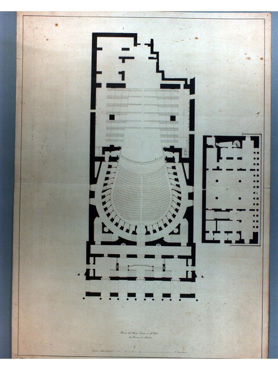 pianta del teatro San Carlo (disegno) di Niccolini Antonio (sec. XIX)