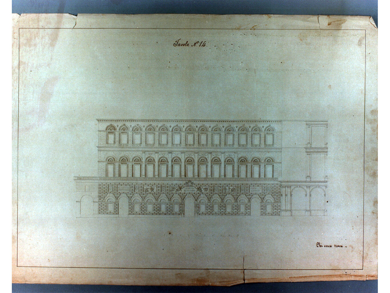 prospetto laterale del teatro di San Carlo (disegno, elemento d'insieme) di Gesuè Pietro, Gavaudán Francesco (sec. XIX)