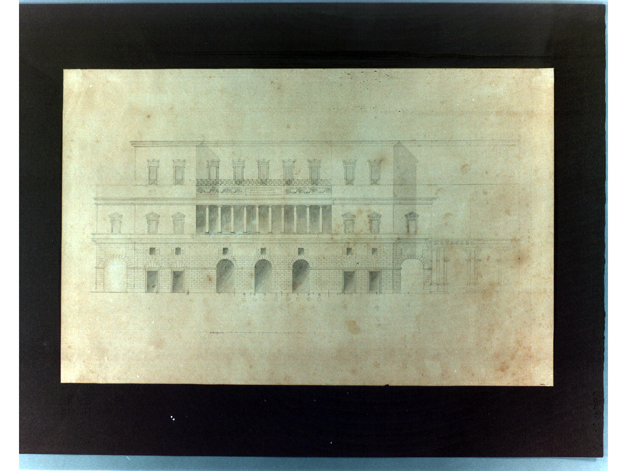 prospetto occidentale del teatro di San Carlo (disegno) di Niccolini Antonio (scuola) (sec. XIX)