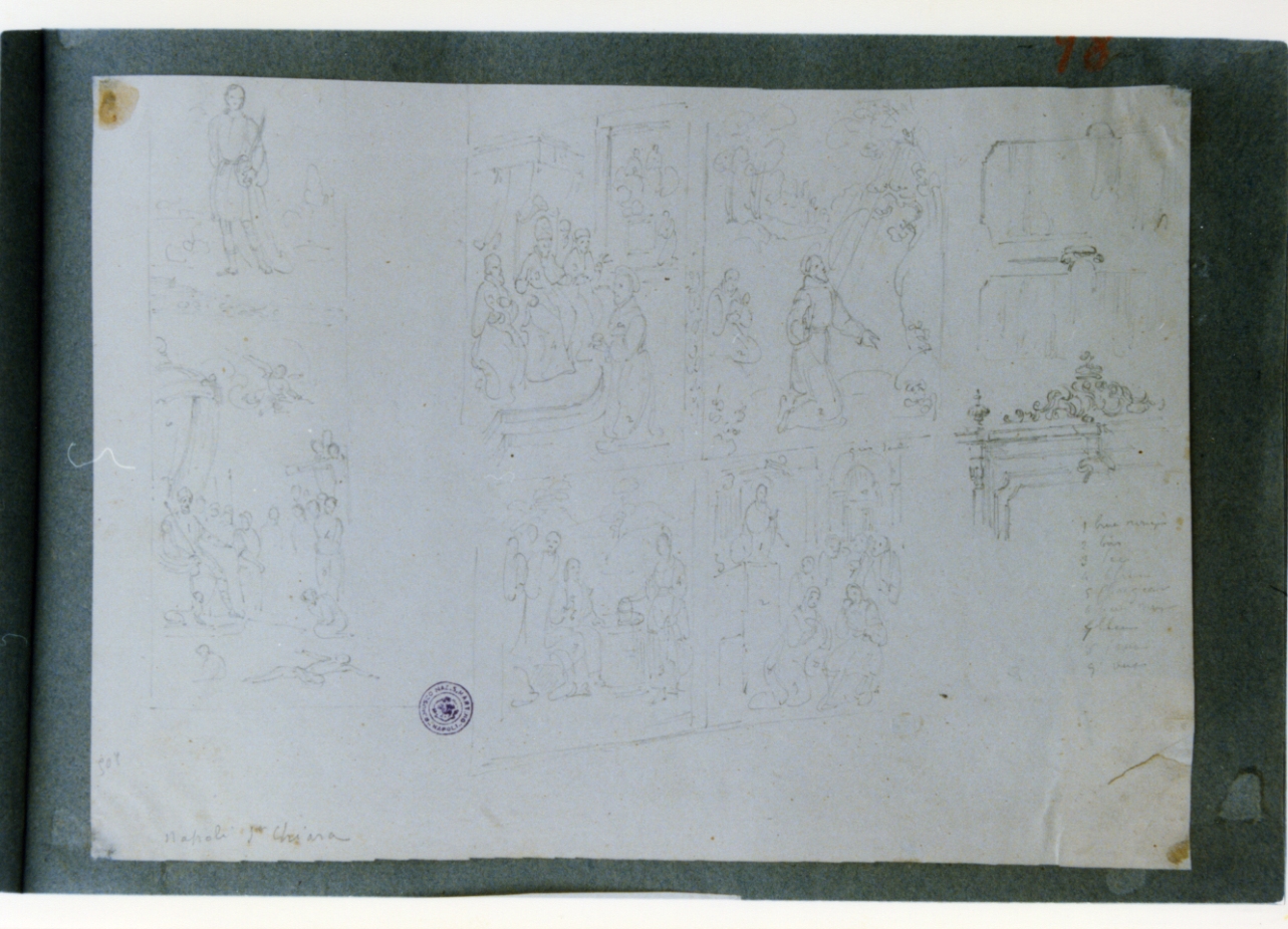 studio per affresco a Santa Chiara a Napoli (disegno) di Vervloet Frans (secondo quarto sec. XIX)