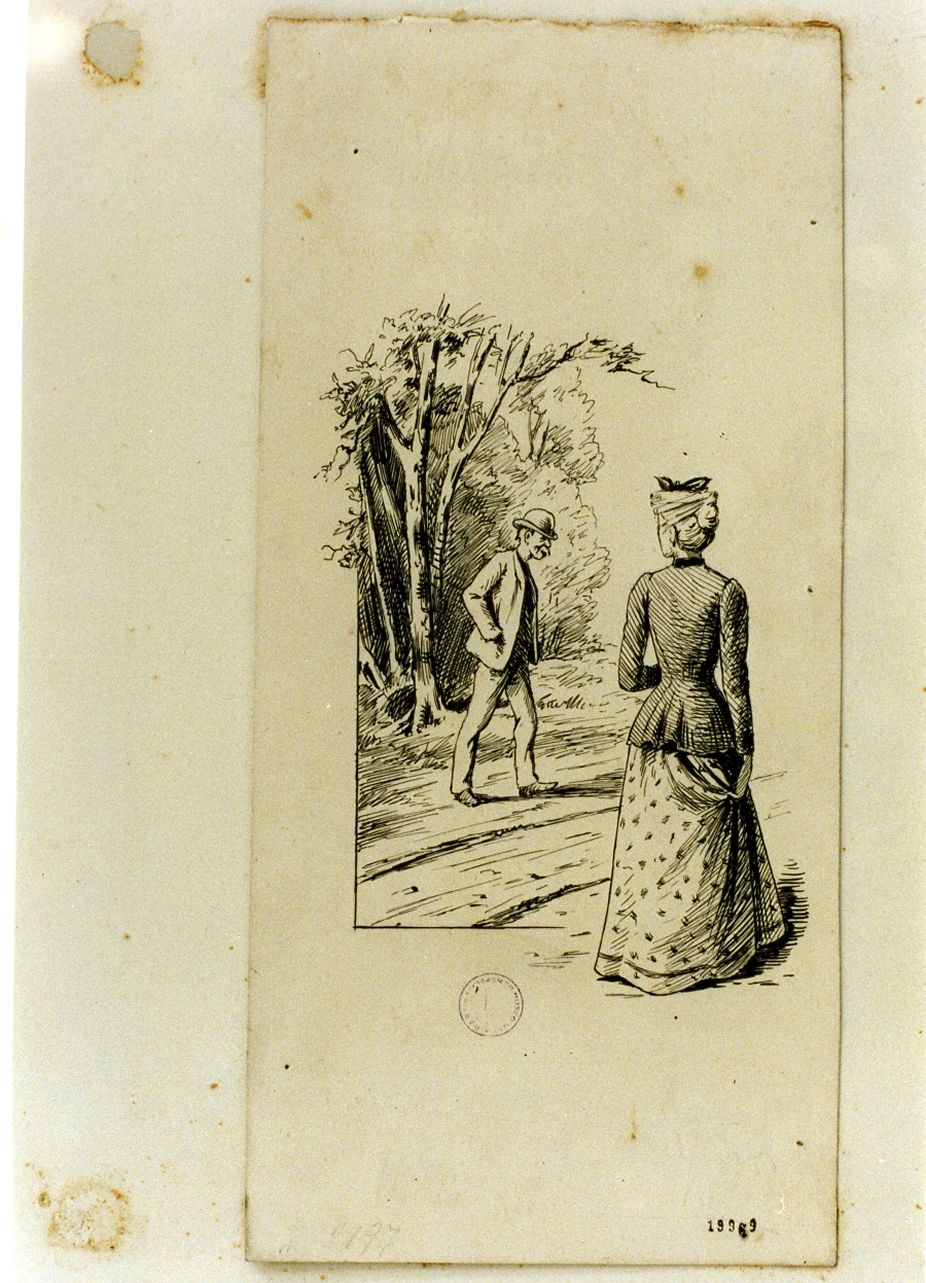 figure in un parco (disegno) - ambito danese (sec. XIX)
